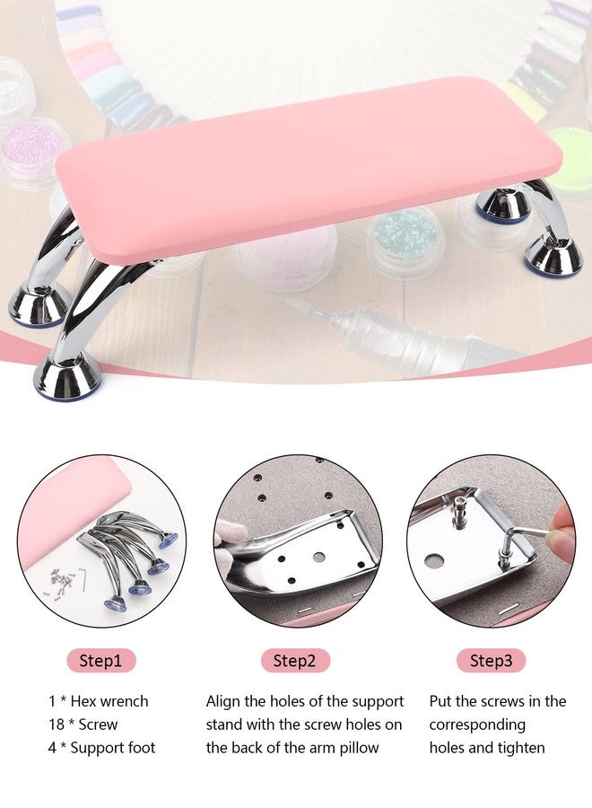 LIONVISON Big Arm Rest for Nails Cushion, Microfiber Leather Hand Rest for Nails Tech, Hand Rest Pillow for Nails Toenails, Detachable Nail Art Accessories Tool for Nails Tech (Pink) - Image 5